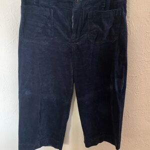 Maeve Colette Wide Leg Cropped Navy Corduroys